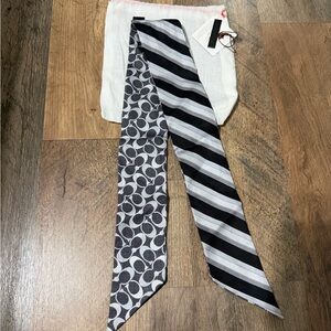 Coach Reversible Black and Grey Scarf - Twilly 100% Silk